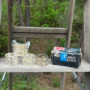 Vintage silver plated gold toned  Napkin Rings Set